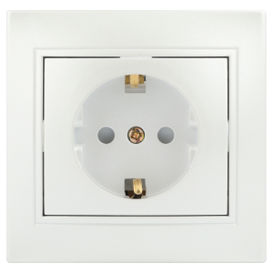 Розетка Intro Plano 1-206-06 с заземлением 2P+E Schuko со шторками 16А-250В IP20 СУ перламутр