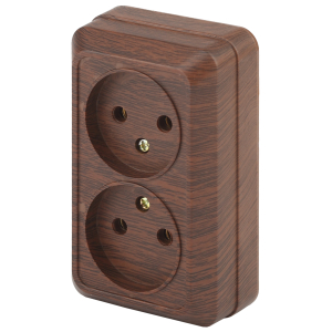 Розетка Intro Quadro 2-203-10 двойная без заземления 2х2P 16А-250В IP20 ОУ Quadro венге