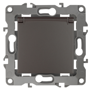 Розетка ЭРА Серия 12 12-2103-13 2P+E Schuko со шторками с крышкой 16A-250В IP20 бронза