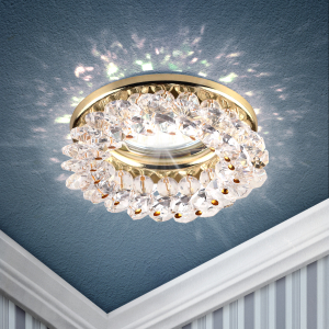 Светильник встраиваемый декоративный ЭРА DK16 GD/WH под лампу MR16 GU5.3 декор с хрусталиками прозрачный/золото