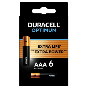 Батарейки Duracell 5014066 ААА алкалиновые 1,5v 6 шт. LR03-6BL Optimum (6/48/24192)
