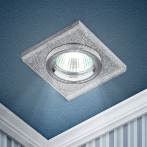 DK8 CH/SHSL Светильник ЭРА декор стекло квадрат MR16,12V/220V, 50W, хром/серебряный блеск (50/2100)