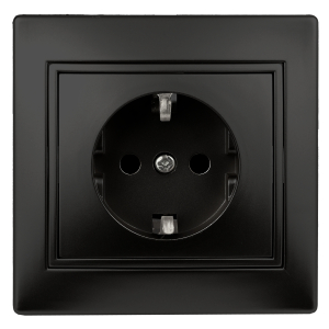 Розетка Intro Plano 1-206-05 с заземлением 2P+E Schuko со шторками 16А-250В IP20 СУ антрацит