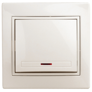 Выключатель Intro Plano 1-102-02 одноклавишный с подсветкой, 10А-250В, IP20, СУ, слоновая кость