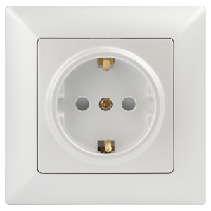 Розетка Intro Solo 4-206-06 с заземлением 2P+E Schuko со шторками 16А-250В IP20 СУ перламутр