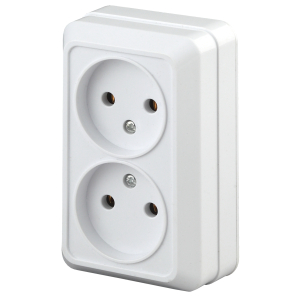 Розетка Intro Quadro 2-203-01 двойная без заземления 2х2P 16А-250В IP20 ОУ Quadro белый