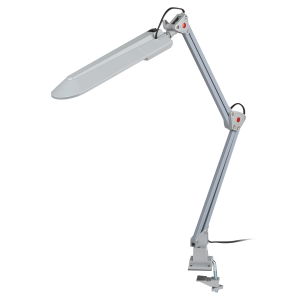 Настольный светильник ЭРА NL-201-G23-11W-GY с лампой PL на струбцине серый