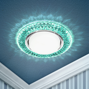 DK LD23 BL2/WH Светильник ЭРА декор cо светодиодной подсветкой Gx53, бирюзовый (50/800)