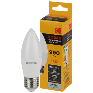 Лампа светодиодная Kodak LED B35-11W-840-E27 K 11Вт свеча нейтральный белый свет Е27