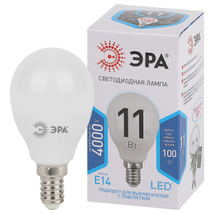 Лампа светодиодная ЭРА STD LED P45-11W-840-E14 11Вт шар нейтральный белый свет Е14