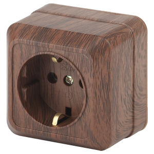 Розетка Intro Quadro 2-202-10 с заземлением 2P+E Schuko 16А-250В IP20 ОУ венге