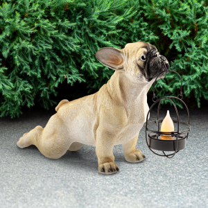 Садовая фигура ЭРА ERASF22-04 на солнечной батарее полистоун  Французский бульдог  33 см