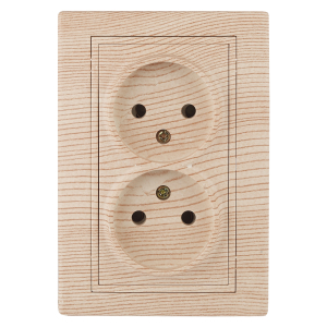 Розетка Intro Plano 1-204-11 без заземления двойная 2х2P 16А-250В IP20 СУ сосна