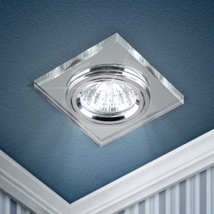 Светильник встраиваемый декоративный ЭРА DK8 CH/WH под лампу MR16 GU5.3 квадратный зеркальный/хром