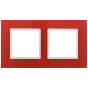 14-5102-23 ЭРА Рамка на 2 поста, стекло, Эра Elegance, красный+бел (5/50/1200)