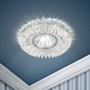 Светильник встраиваемый cо светодиодной подсветкой ЭРА DK LD34 SL/WH под лампу MR16 GU5.3 прозрачный