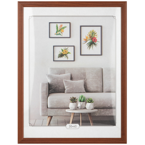 Фоторамка Image Art С22 МДФ универсальная 30х40 цвет красное дерево вставка прозрачный пластик