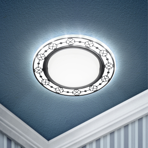 Светильник встраиваемый cо светодиодной подсветкой ЭРА DK LD28 WH/BK под лампу GX53 белый/черный