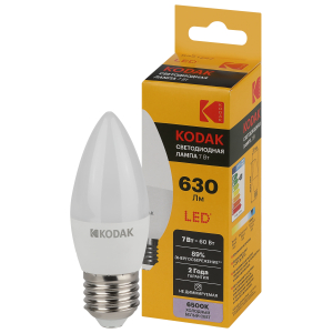 Лампа светодиодная Kodak LED B35-7W-865-E27 K 7Вт свеча холодный дневной свет Е27