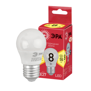 Лампа светодиодная ЭРА RED LINE ECO LED P45-8W-827-E27 8Вт шар теплый белый свет E27