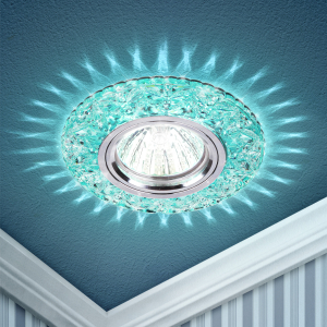 Светильник встраиваемый cо светодиодной подсветкой ЭРА DK LD4 BL/WH под лампу MR16 GU5.3 голубой