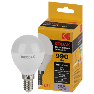 Лампа светодиодная Kodak LED P45-11W-865-E14 K 11Вт шар холодный дневной свет Е14