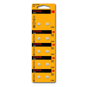 Батарейки Kodak AG11 (361) LR721, LR58 [KAG11-10] MAX Button Cell (100/1000/98000)