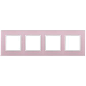 14-5104-30 ЭРА Рамка на 4 поста, стекло, Эра Elegance, розовый+бел (5/25/900)