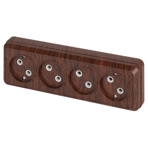 Розетка Intro Quadro 2-207-10 без заземления четверная 4х2P 16А-250В IP20 ОУ венге