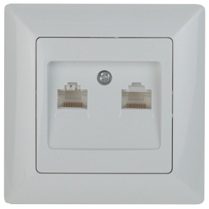 Розетка Intro Solo 4-304-01 информационная двойная 2xRJ45 СУ белый