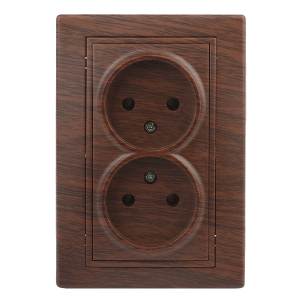 Розетка Intro Plano 1-204-10 без заземления двойная 2х2P 16А-250В IP20 СУ венге