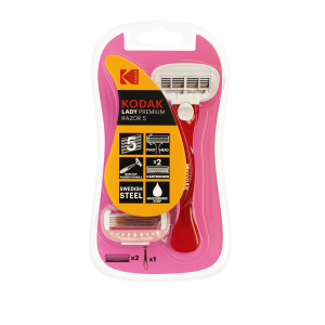 Бритвенная система Kodak LADY Prem Razor 5 женская 5 лезвий розовая 2 сменных кассеты (12/48/864)