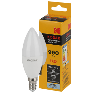 Лампа светодиодная Kodak LED B35-11W-840-E14 K 11Вт свеча нейтральный белый свет Е14