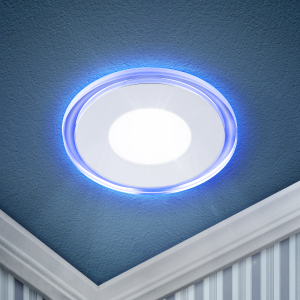 Светильник светодиодный встраиваемый Даунлайт ЭРА LED 3-9 BL LED 9W 220V 4000K круглый c cиней подсветкой