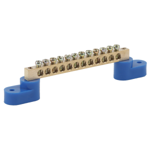 Шина ЭРА NO-222-69 N ноль на двух угловых изоляторах ШНИ-8х12-12-У2-Синий