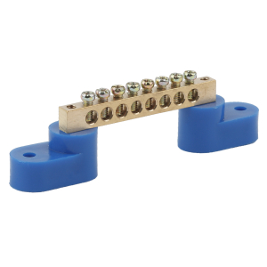 Шина ЭРА NO-222-56 N ноль на двух угловых изоляторах ШНИ-6х9-8-У2-синий