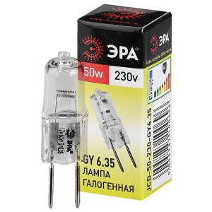 Лампа галогенная ЭРА JCD-50W-230V-GY6.35 50Вт капсула теплый белый свет GY6.35