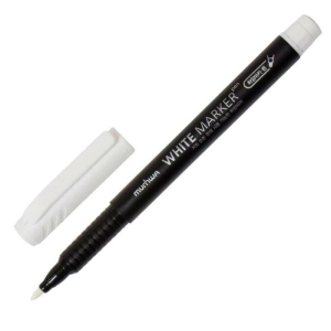 274723 MunHwa Маркер перманентный WHITE MARKER, БЕЛЫЙ пулевидный 1мм (WPM-05) (144/576/27648)