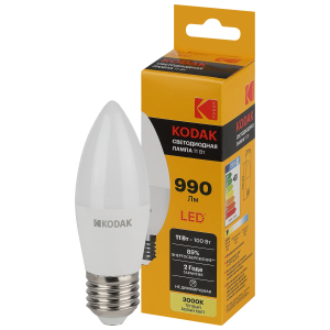 Лампа светодиодная Kodak LED B35-11W-830-E27 K 11Вт свеча теплый белый свет Е27