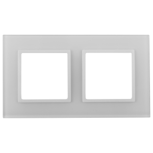 Рамка для розеток и выключателей ЭРА Elegance 14-5102-01 на 2 поста, стекло, белый+белый, белое основание