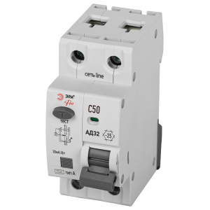 АВДТ 4,5кА ЭРА PRO D32E2C50А30 АД-32 электронное 1P+N C50 30мА тип А