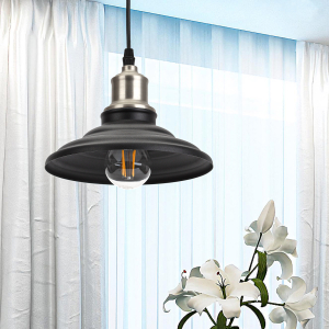 Светильник подвесной ЭРА PL4 BK/BN под лампу E27 высота плафона 80мм подвеса 800мм черный/темный никель