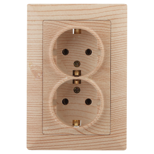 Розетка Intro Solo 4-205-11 с заземлением двойная 2X2P+E Schuko 16А-250В IP20 СУ сосна