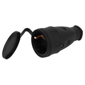 Розетка ЭРА RX10-B-IP44 каучуковая c заземлением 16А IP44 прямая черная