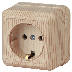Розетка Intro Quadro 2-202-11 с заземлением 2P+E Schuko 16А-250В IP20 ОУ сосна