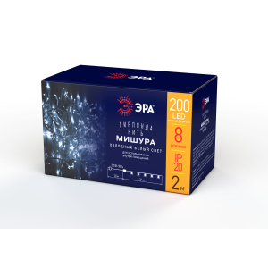 Светодиодная новогодняя гирлянда ЭРА ENIN - WC мишура 3,9 м белый провод холодный свет