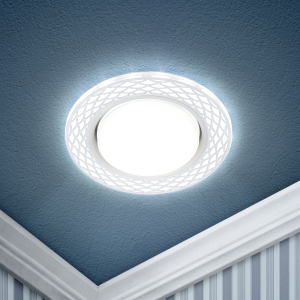 Светильник встраиваемый cо светодиодной подсветкой ЭРА DK LD37 WH/WH под лампу GX53 белый/белый