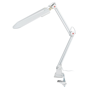 Настольный светильник ЭРА NL-201-G23-11W-W с лампой PL на струбцине белый