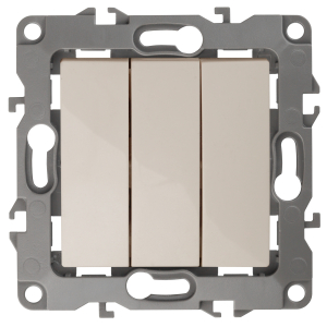12-1107-02 ЭРА Выключатель тройной, 10АХ-250В, IP20, Эра12, слоновая кость (10/100/3200)