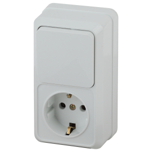 Блок розетка с выключателем Intro Quadro 2-705-01 вертикальный 10-16-А-250В IP20 ОУ белый